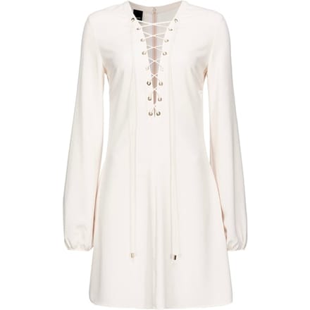 PINKO Affabile Abito Crepe Fluido Con Stringature Silk White Taglia: 40 | Abiti Mini Outlet | Donna | Bianco