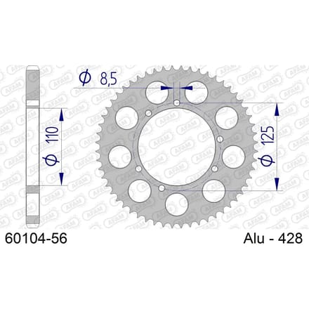Aluminium tandwiel achter Afam 428 56 dents