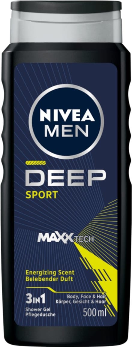 NIVEA Deep Sport - Douchemiddel - Verfrissend - 3-in-1 - Gezicht, Lichaam en Haar