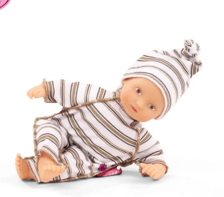 Gotz pop Mini-Muffin, "Urban stripes", zonder haar, geschilderde ogen, 22 cm