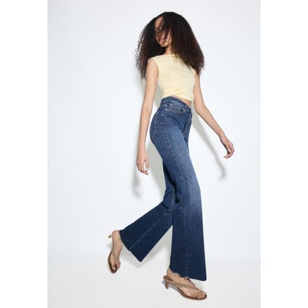 Stradivarius D74 flared split jeans  MIDDENBLAUWE DENIM WASSING 44
