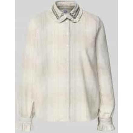 Regular fit overhemdblouse met platte kraag en siersteentjes