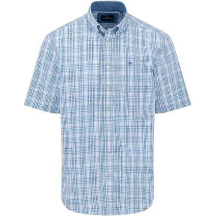 Fynch-Hatton Overhemd Allover Multi Check Short Sleeve Minty Green / male