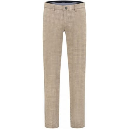 Com4 Broek Modern Chino Check Donker Beige / male