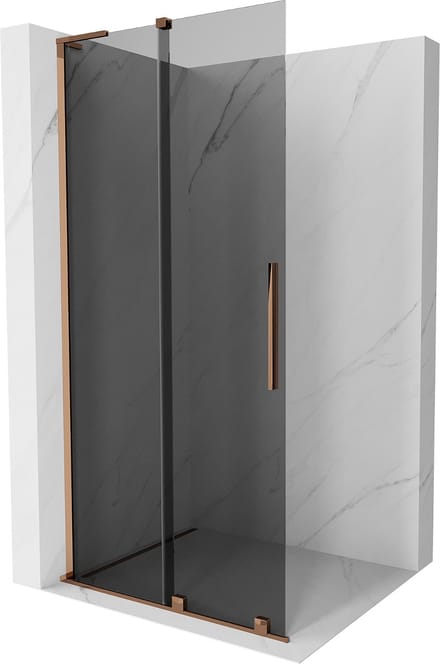 Mexen Velar L schuifbare inloopdouchewand 90 x 200 , grafiet 8 mm, roze goud - 871-090-003-43-60