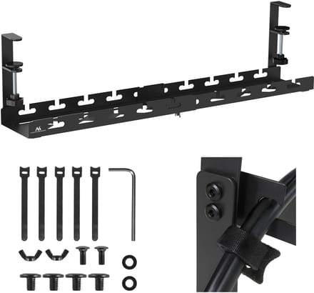 Maclean - Kabelgoot - kabelopbergsysteem voor onder het bureau, max. belasting 5kg, max. 728 mm, zwart, MC-103 B