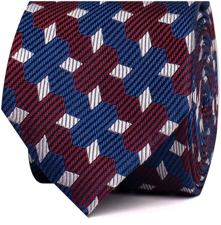 TRESANTI | ELPIDIO | Zijden stropdas geometrisch hexagon | Bordeaux rood