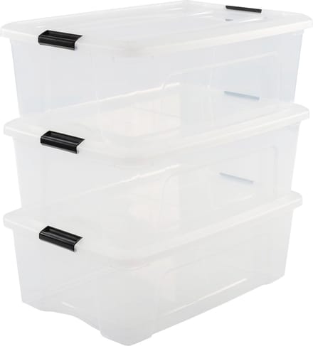 IRIS Topbox Opbergbox - 30L - Kunststof - Transparant - Set van 3