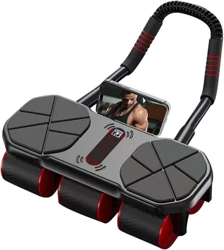 Buikspierroller - Ab Roller - Core Training - Automatische Terugslag - 37x23x17 cm - Rood Zwart