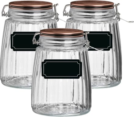 Weckpot/inmaakpot - 4x - 1.5L - glas - met beugelsluiting - incl. etiketten