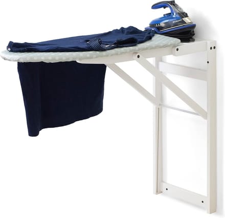 Wand Strijkplank - Opklapbaar Plank - Efficiënt Strijken - Massief Hout Frame - 86 x 38 cm - Wit