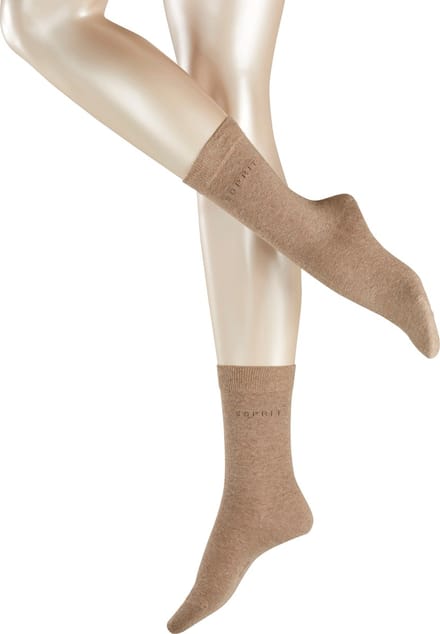 Esprit Uni 2-Pack eenkleurig katoen multipack sokken dames bruin - maat 35-38
