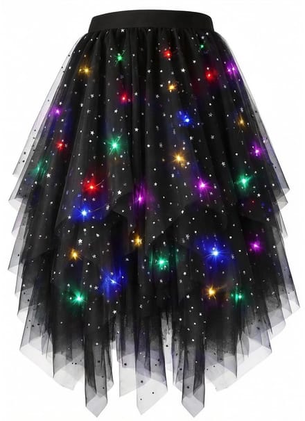 Dailygoods - Lange Tutu-Rok voor Dames met Ledlicht en Pailletten