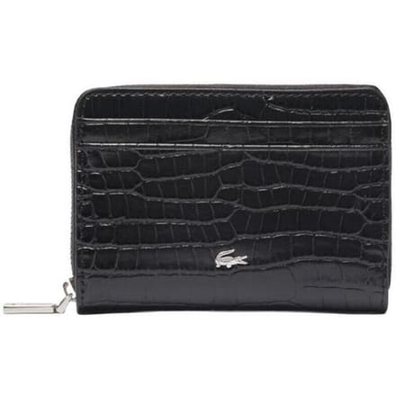LACOSTE Leren portemonnee Zip Coin Wallet Noir zwart