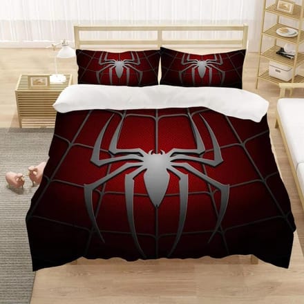 Marvel Comics Spider-Man Ensemble de Literie Anime Housse de Couette 1009 Polyester Convient aux Enfants et aux Adultes Ensemble 3 Pièces EU Double(200*200cm)3pcs