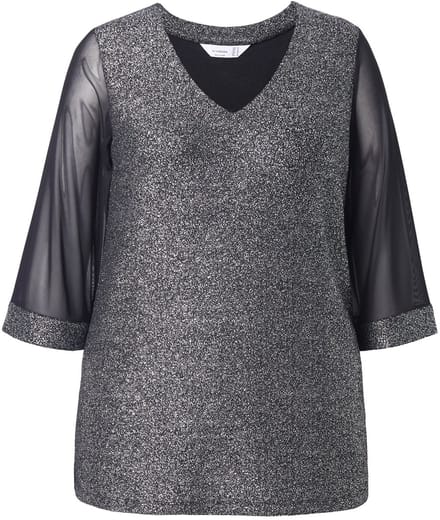 MIAMODA - Dames - T-shirt A-lijn - Zwart - Maat 52