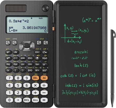 Rekenmachine Schrijfblok - Functionele Rekenmachine - Studeren en Werken - 417 Functies Inclusief - 6.5 Inch Scherm - Zwart