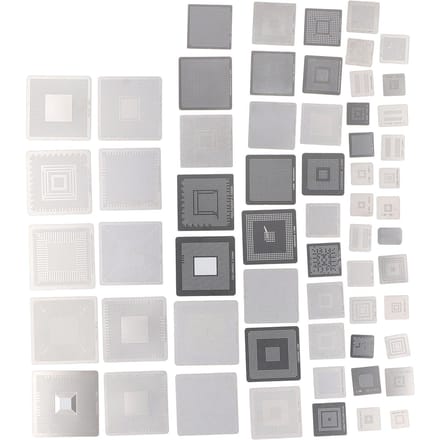 60 Stuks BGA Reballing Stencils 304 Roestvrij Staal Universele Rework Net Sjabloon Kit voor Computer gray