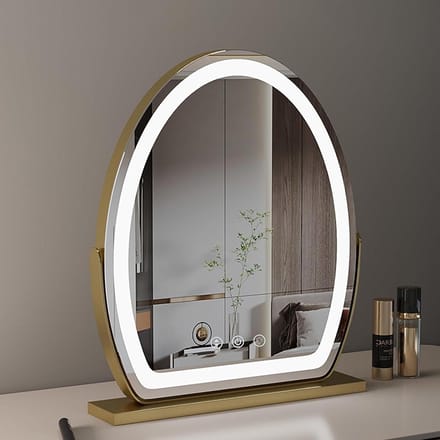 Make-up Spiegel - Verlichte Spiegel - Dagelijkse Verlichting - Drie Kleurtemperaturen - 50x58cm - Goud