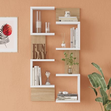 Wandrekset Omn 93x24x15 cm wit en houtkleurig [en.casa]