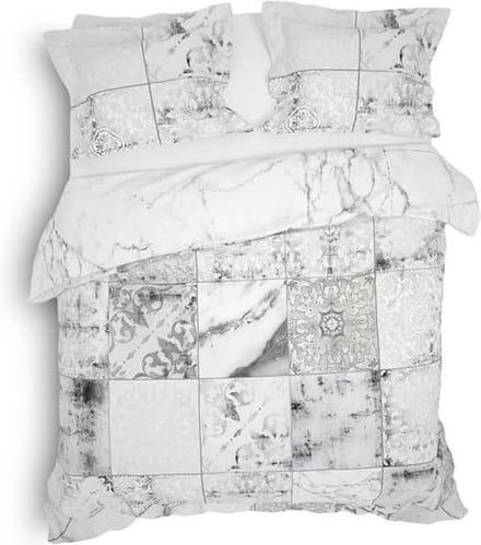 Heckett & Lane Simra - Dekbedovertrek - Eenpersoons - 140x200/220 cm + 1 kussensloop 60x70 cm - Marble Grey