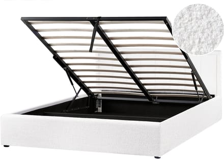 MONTLAUR - Bed met opbergruimte - Wit - 160 x 200 cm - Bouclé