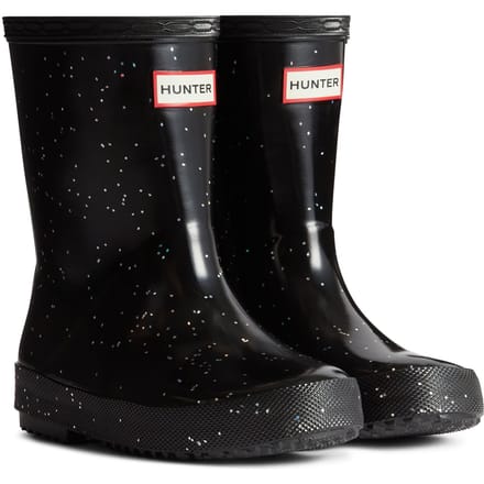 Hunter Kids First Giant Glitter Rubberen Zwarte Regenlaarzen