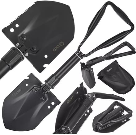GEKO 5-in-1 opvouwbare survival schep - multifunctioneel - compact ontwerp - zwart