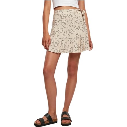 Urban Classics - Viscose flower Korte rok - 3XL - Creme/Zwart