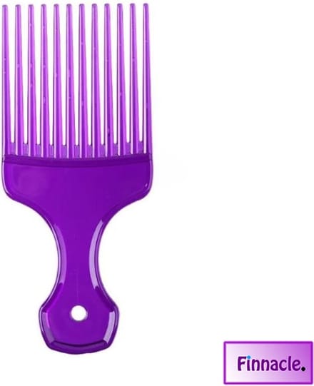 Finnacle - Brede Tanden Afro Haar Krullend Haar Vork Kam Paars Unisex Haar Stijl Krullend Massage Kappers Insert Borstel Haar Styling Tool