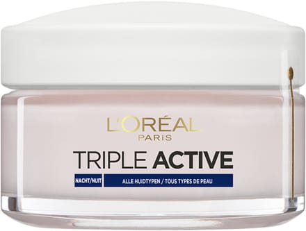 L’Oréal Paris Triple Active Hyrdaterende nachtcrème - 2 x 50ml - Voordeelverpakking
