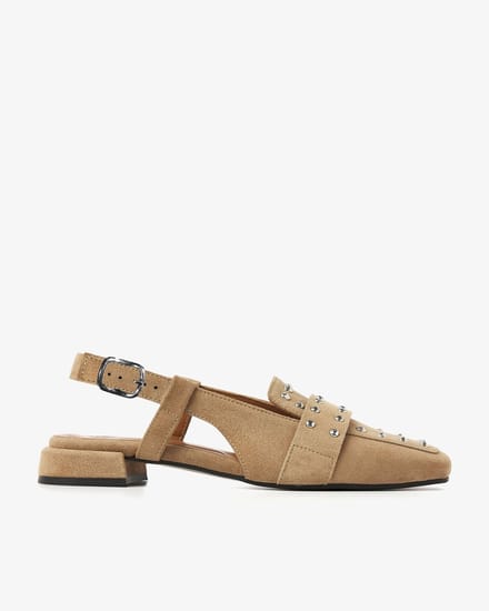 VIA VAI Julie Damian Slingbacks Dames - Suède - Beige - Maat 37