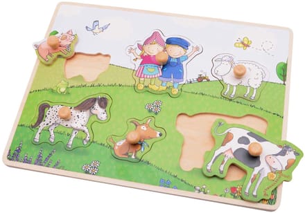 Johntoy Fien & Teun Wooden Button Puzzle - 6 pcs. Hout
