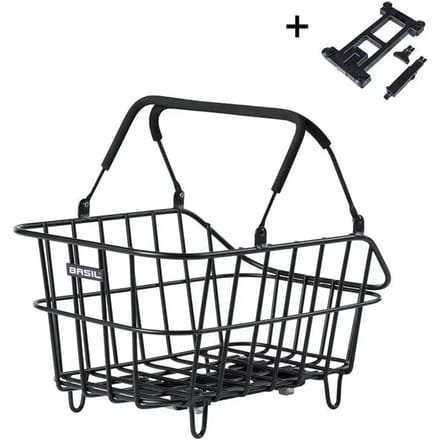 Basil Cento ALU MIK Fietsmand - Achter - Aluminium - Zwart - Weerbestendig - Verstevigd Frame -