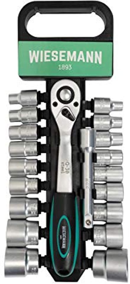 Dopsleutelset 20 delig met verlengstuk en wisselstukken van 8mm - 32mm
