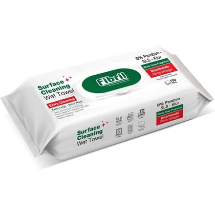 Fibril Natte Reiniging Handdoeken Xl Groen - 1 Pak 100 Stuks