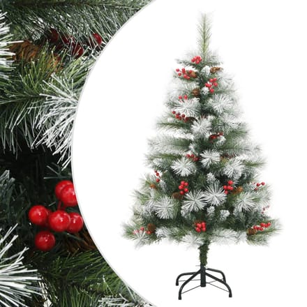 vidaXL - Kunstkerstboom - met - scharnieren - dennenappels - en - bessen - 150 - cm