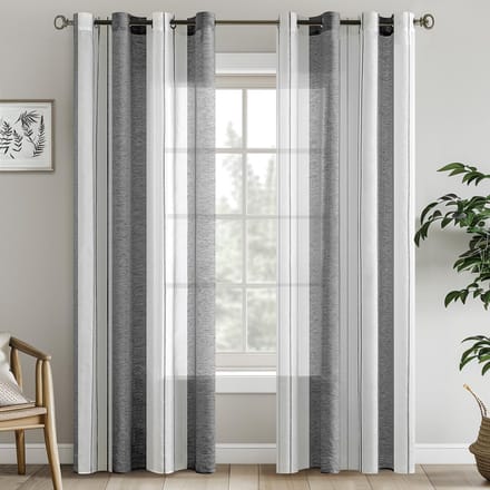 Transparante gestreepte gordijnen - modern en elegant - set van 2 - wit - 140 x 260 cm