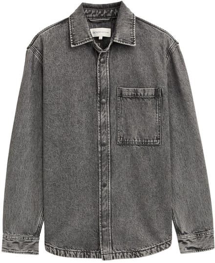 Tom Tailor Denim - Overhemd van denim met borstzak - Maat S - used mid stone grey denim