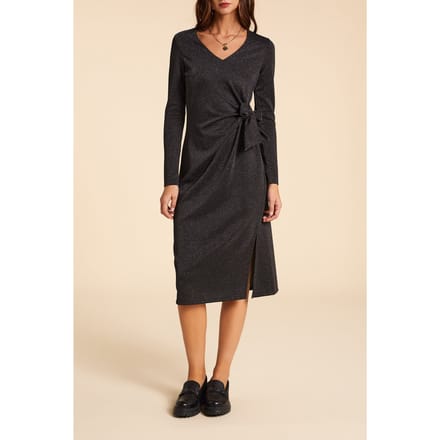 ICode Black Sequin Mesh Maxi Dress With Side Tie Größe: 38 | Midikleider Outlet | Damen | Schwarz