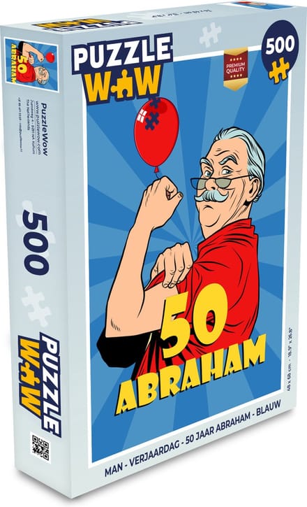 Puzzel Man - Verjaardag - 50 jaar Abraham - Blauw - Legpuzzel - Puzzel 500 stukjes