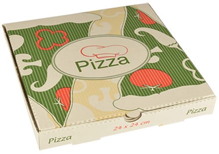 1x 100 Pizzadozen Cellulose pure hoekig 24 cm x 24 cm x 3 cm