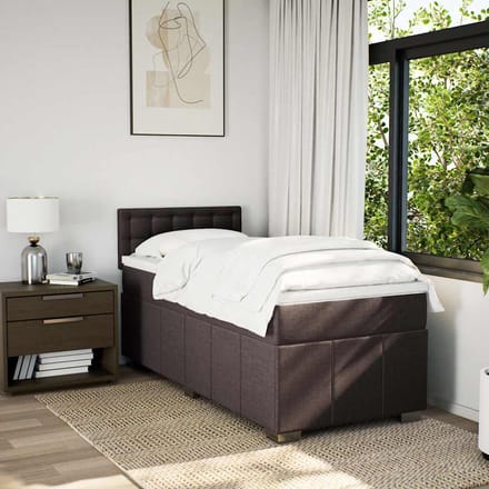 vidaXL - Boxspring - met - matras - stof - donkerbruin - 90x200 - cm