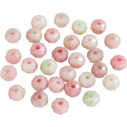 Glas geslepen kralen - Roze-groen mix