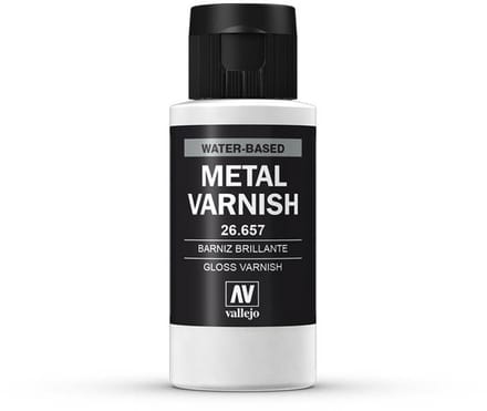 Vallejo Hobbyverf - 26657 Gloss Metal Varnish - Water Based (60 ml) Verf flesje - 60 ml