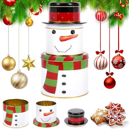 Set van 3 Kerst Koekjespotten voor Cadeaus en Opslag