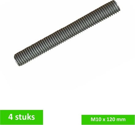 TQ4U draadeinde M10 x 120 mm - verzinkt - 4 STUKS