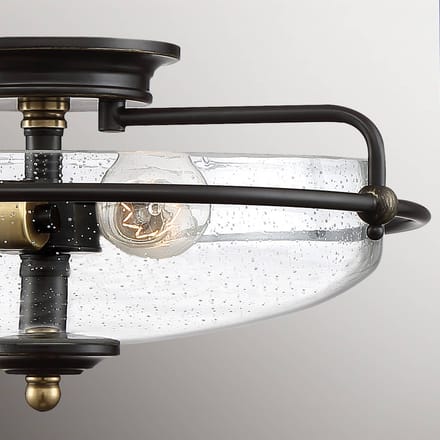 Quoizel LED Plafondlamp Griffin | 3X E27 Max 60W | Dimbaar | Palladian Bronze with Weathered Brass Accents