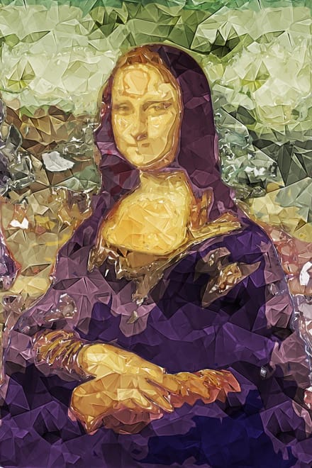 Mona Lisa | Polygon Art | Leonardo da Vinci | Canvasdoek | Wanddecoratie | 20CM x 30CM | Schilderij