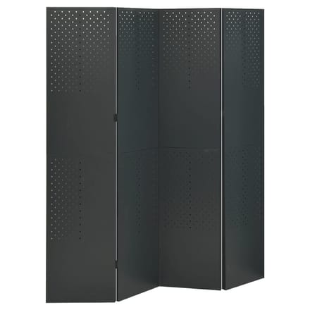 vidaXL - Kamerscherm - met - 4 - panelen - 160x180 - cm - staal - antracietkleurig